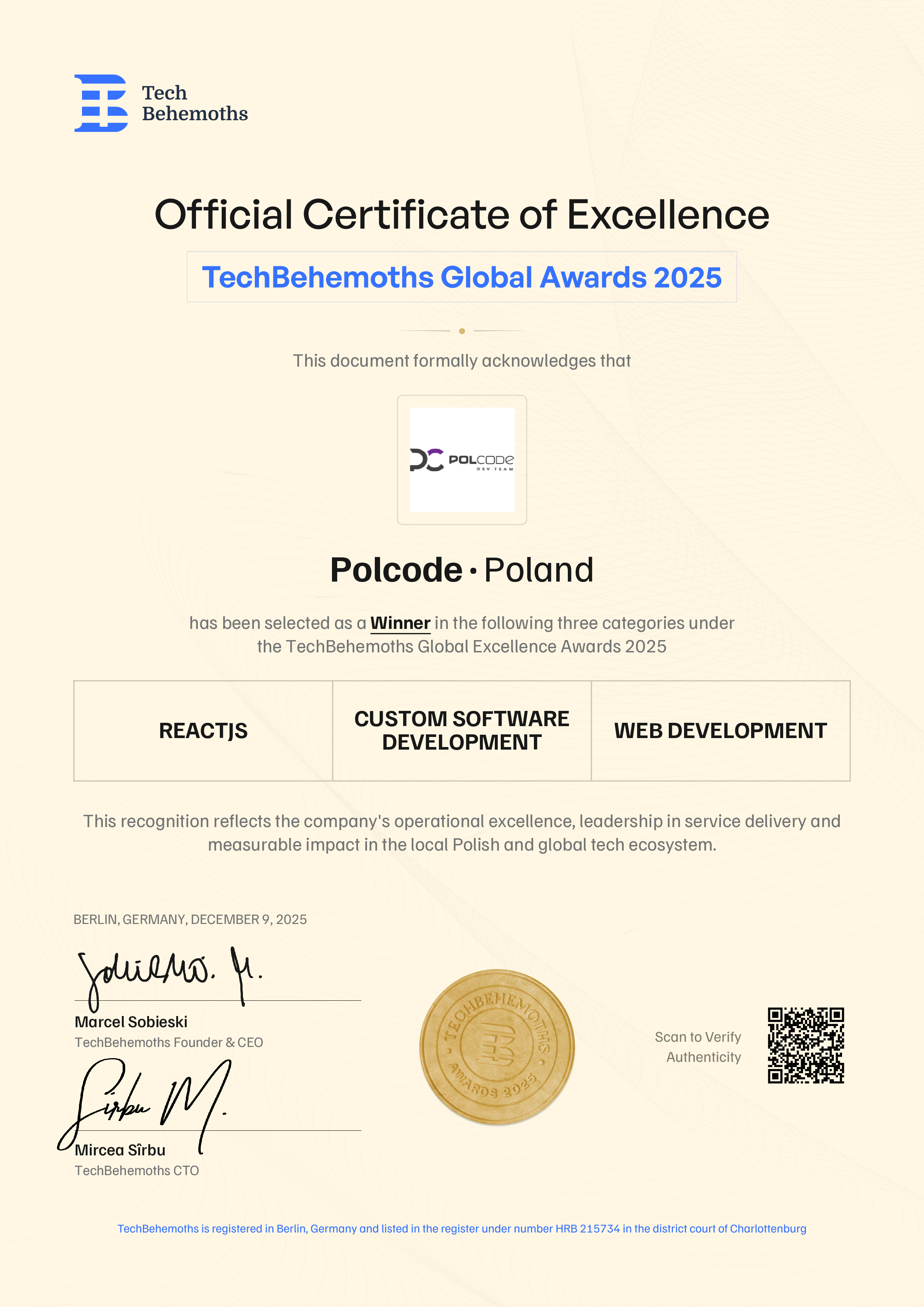 Polcode Certificate
