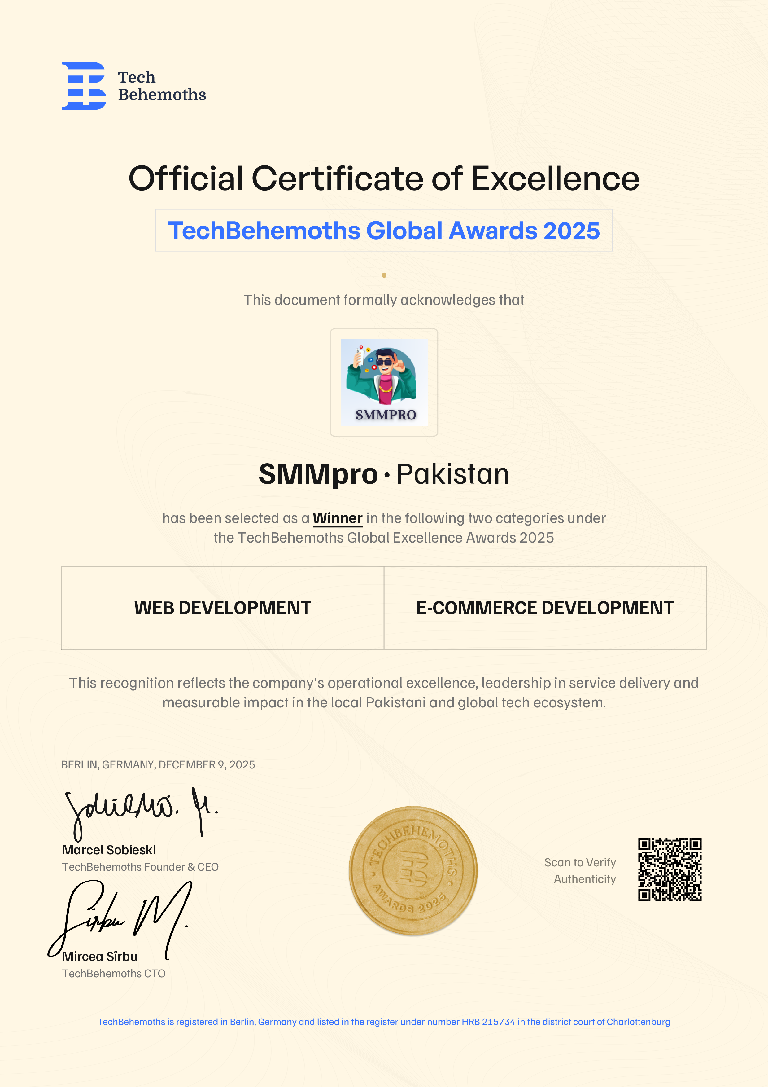 SMMpro Certificate