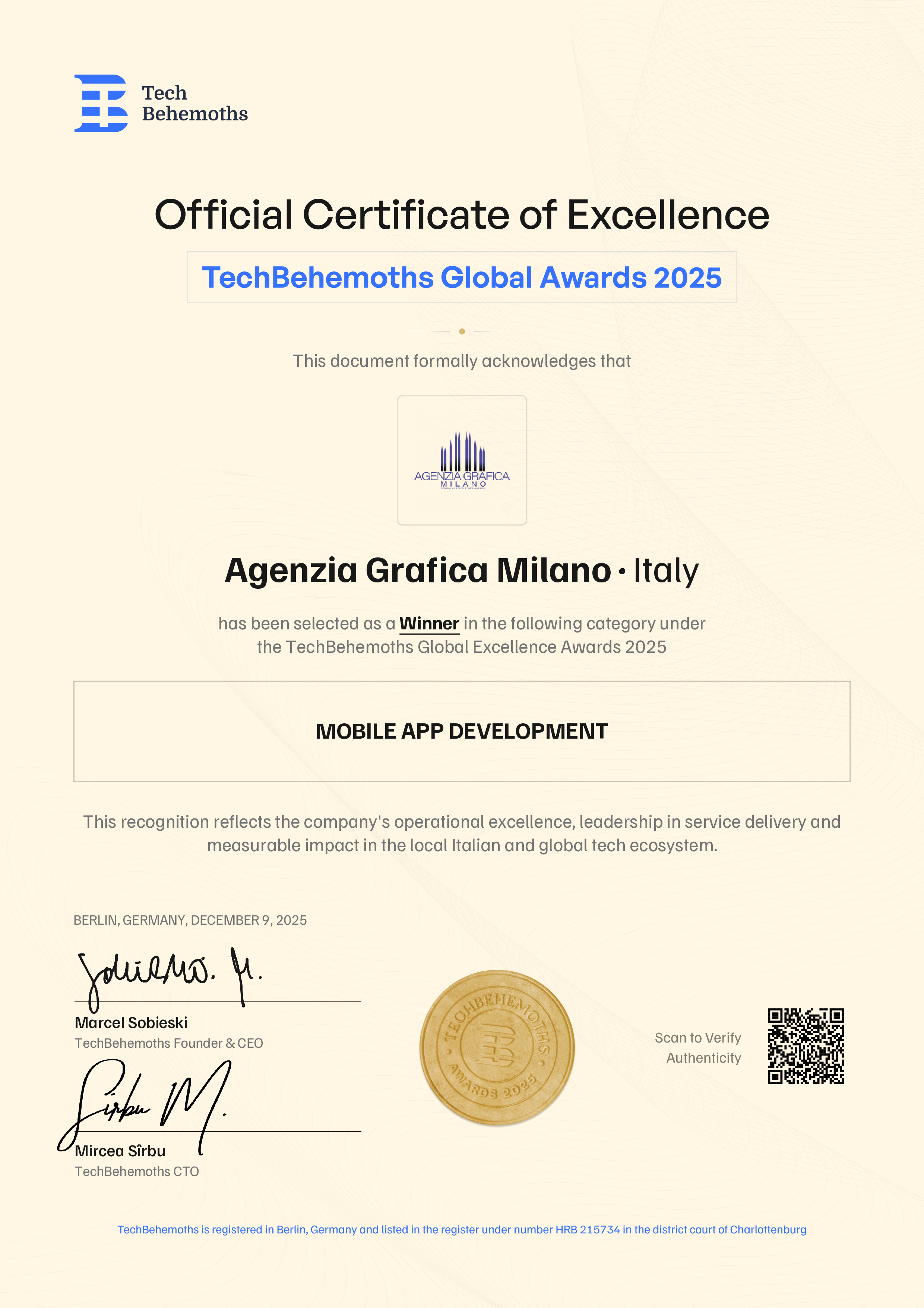 Agenzia Grafica Milano Certificate