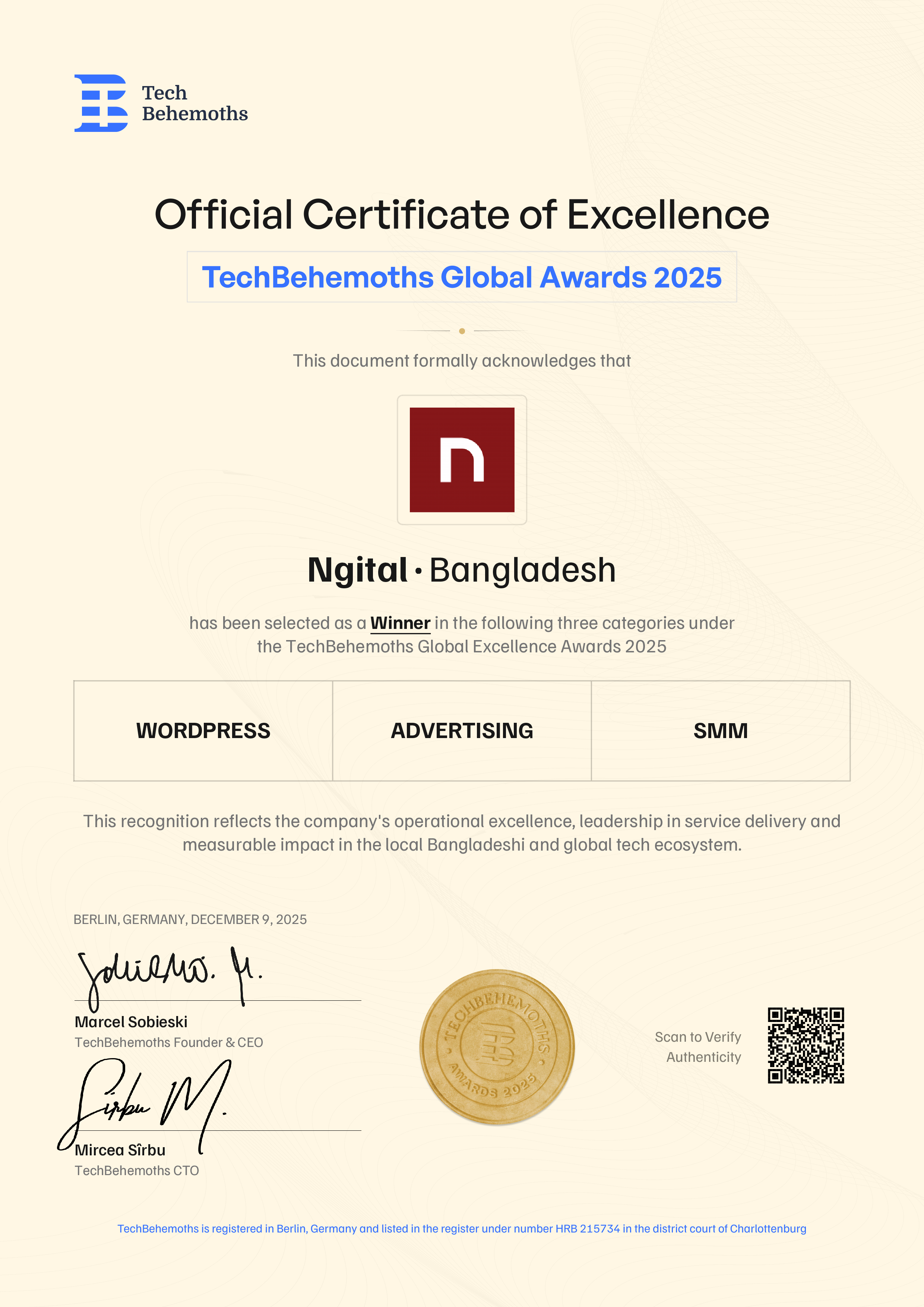 Ngital Certificate