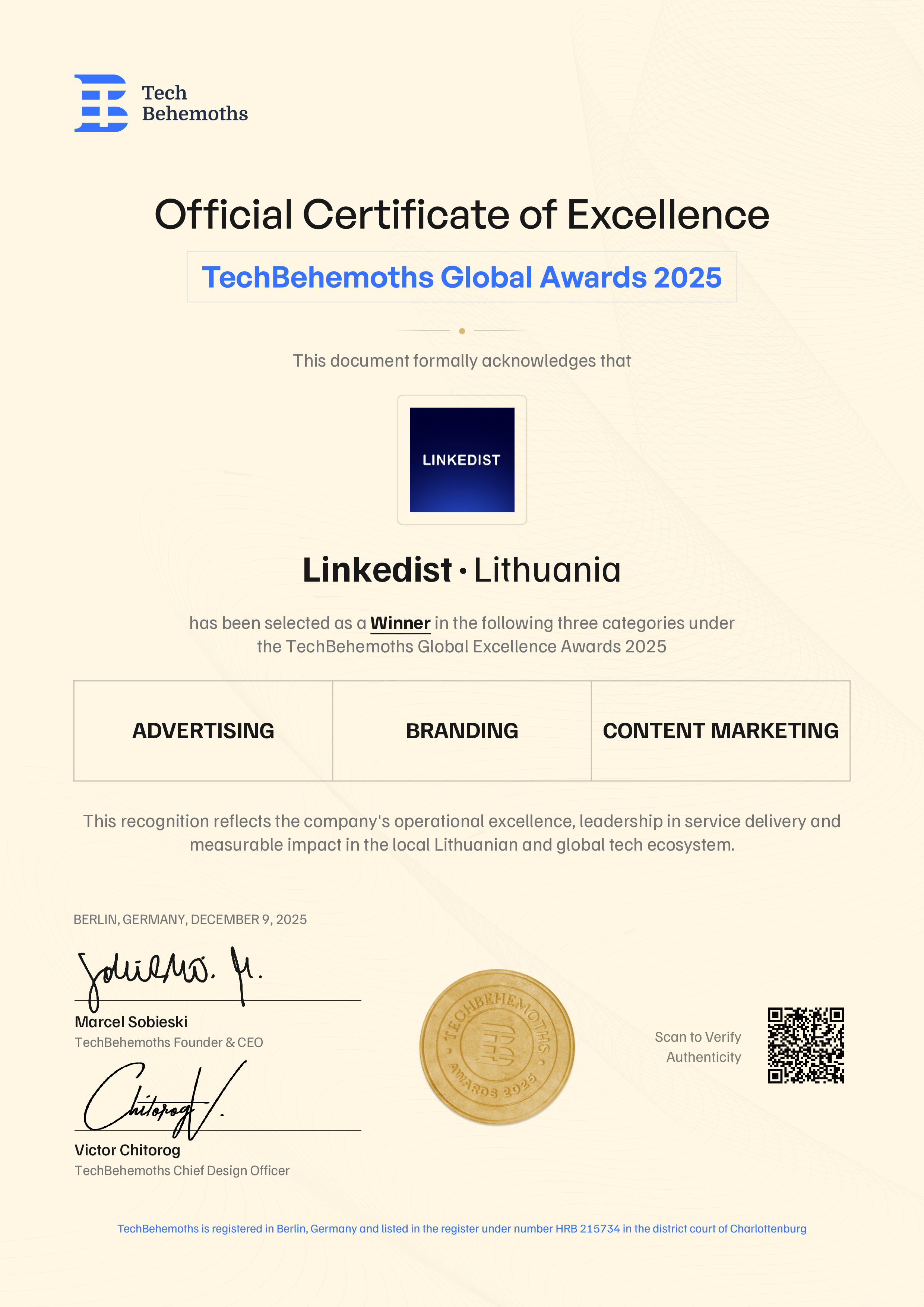 Linkedist Certificate