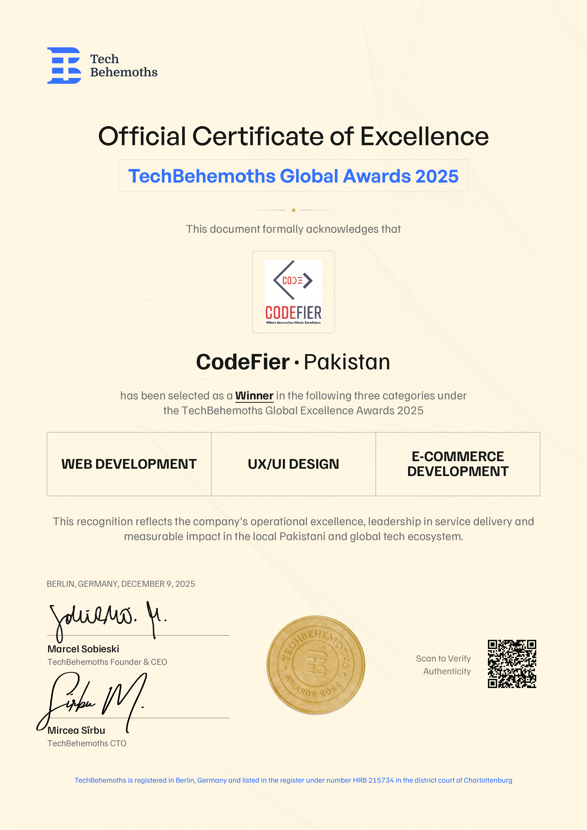 CodeFier Certificate