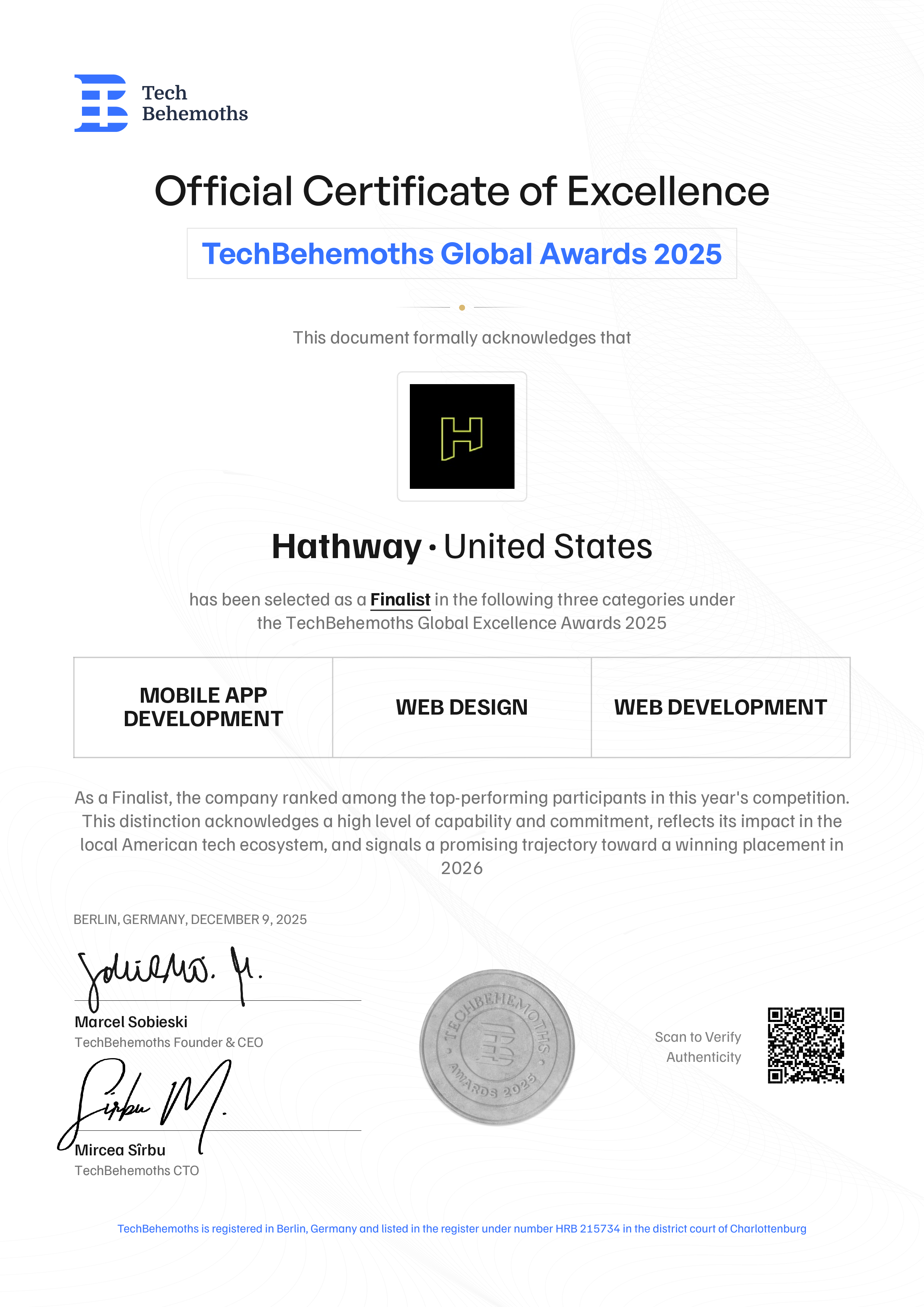 Hathway Certificate