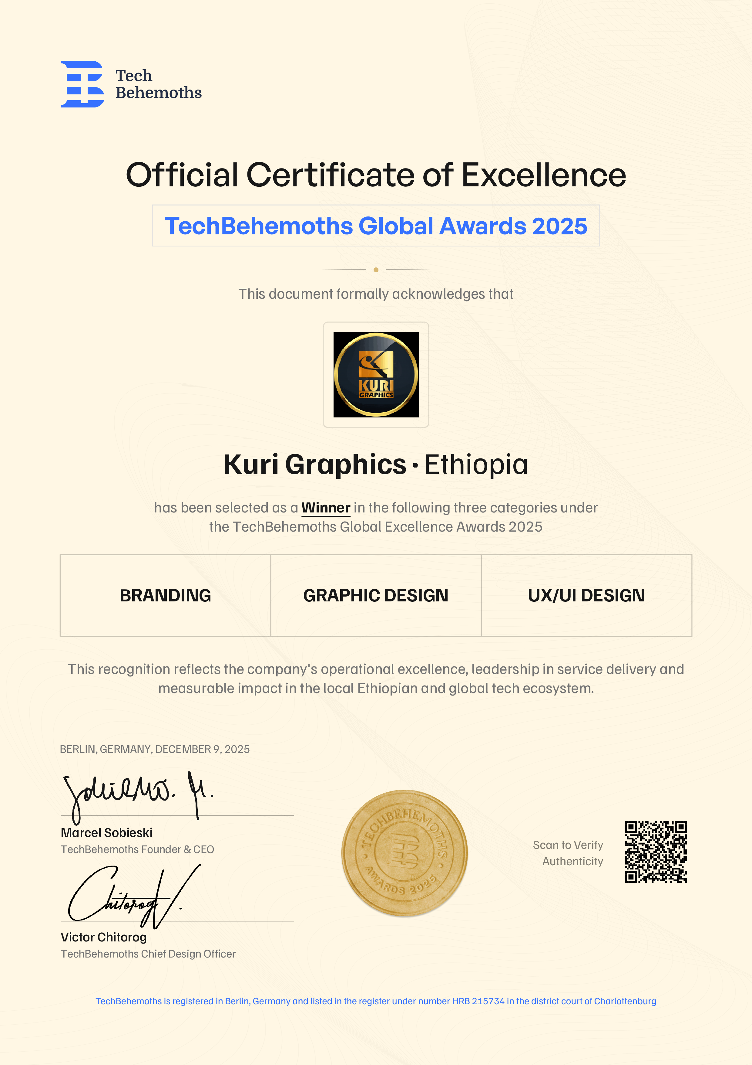 Kuri Graphics Certificate