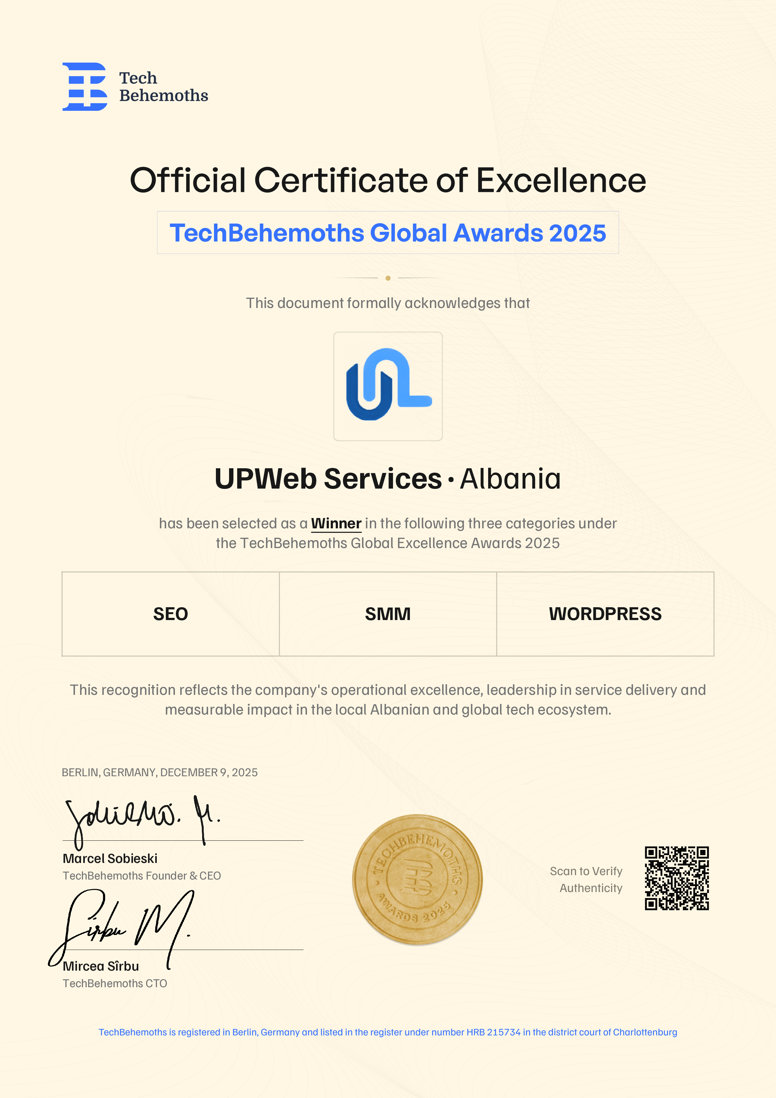 UPWeb Services Certificate