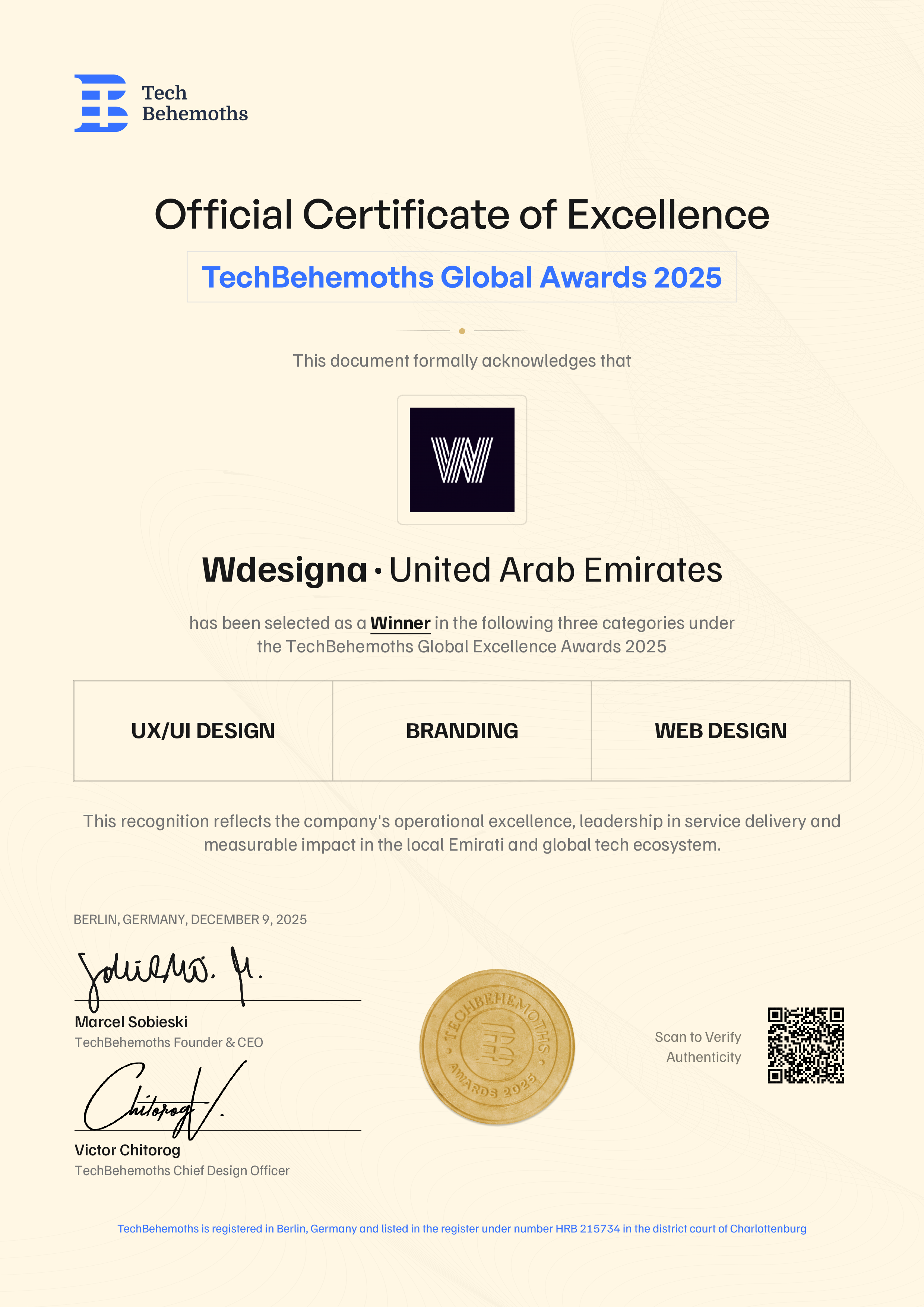 Wdesigna Certificate