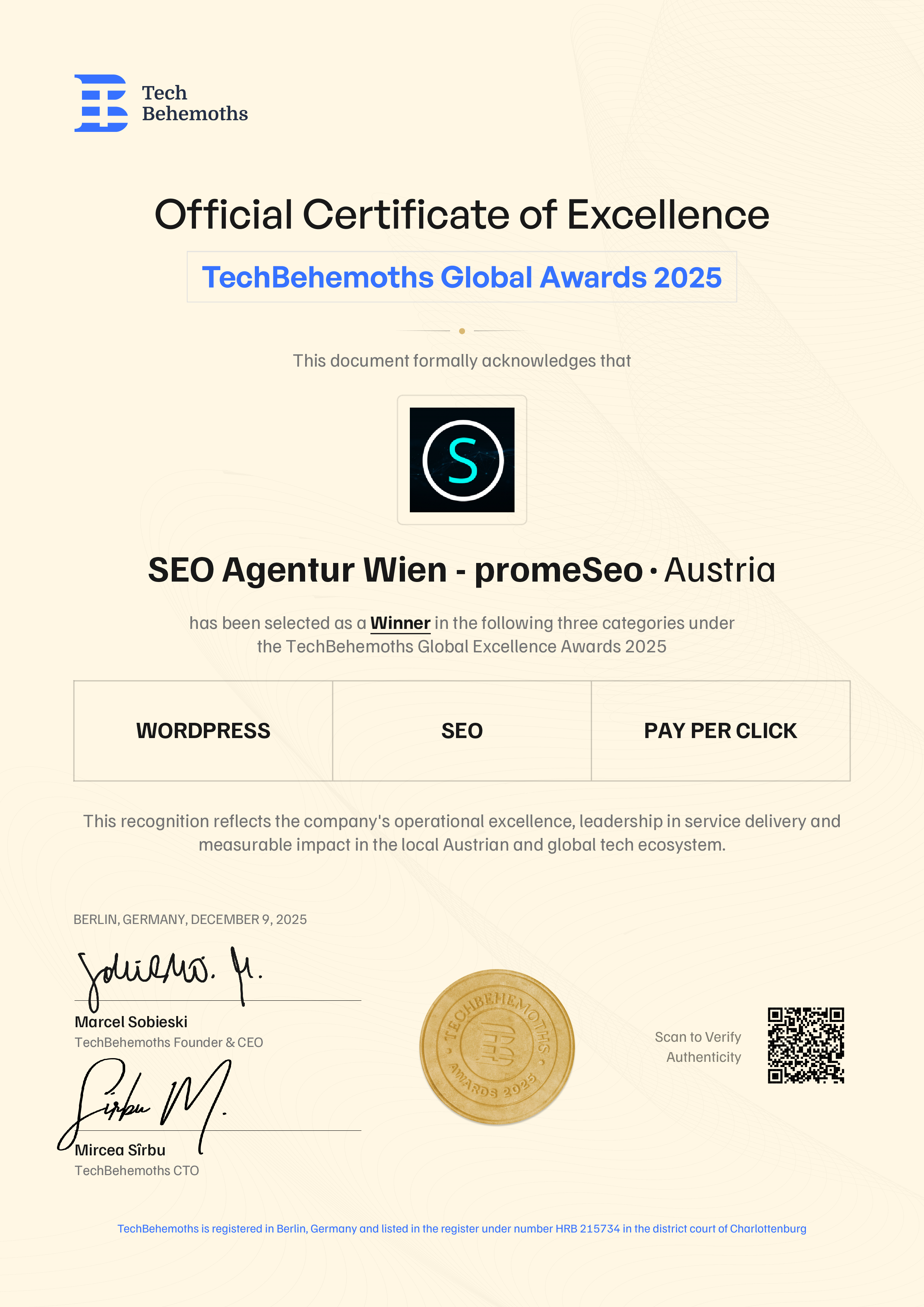 promeSeo Certificate